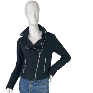 Chaser Ponte Di Roma Moto Soft Black Zip Jacket Size Small